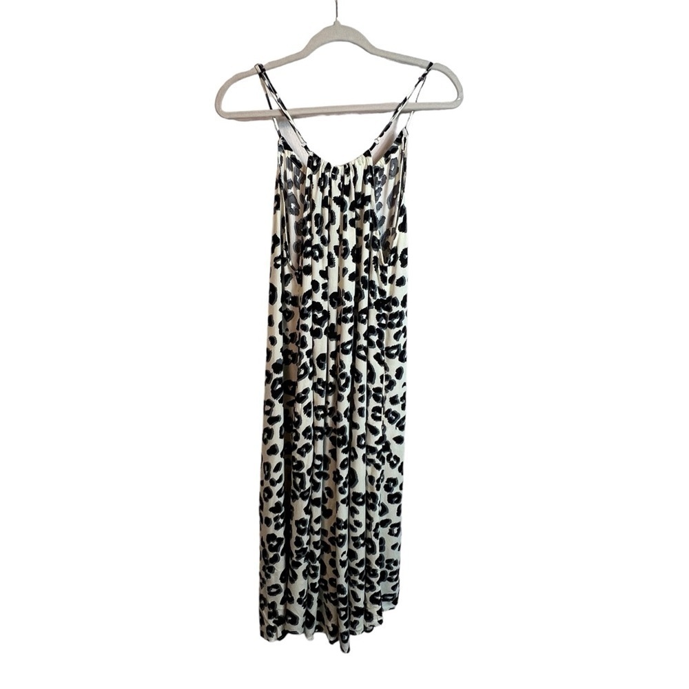 By Together Romper Women's M/L Animal Print Cream and Black Wide Leg Flowy - Picture 2 of 9